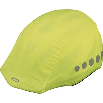 Abbildung von ABUS Regenkappe für Helme Regenschutz mit dekorativen Reflektoren und Gummizug wasserabweisend Gelb