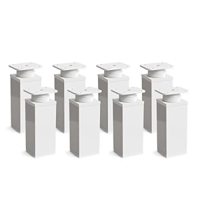 Abbildung von Sossai Höhenverstellbare Möbelfüße MFV1, 8er Set, weiß, Höhe 80 mm, 40 x mm Vierkantprofil, für Regale und Schränke