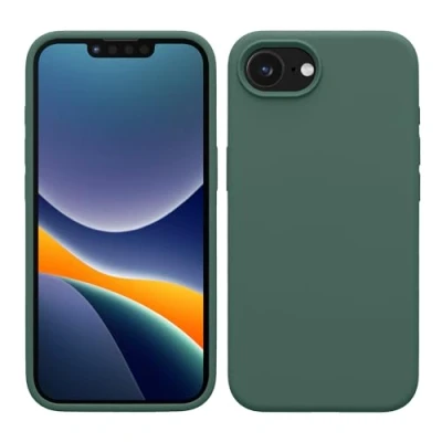Abbildung von kwmobile Handyhülle für iPhone 16e Hülle, Case Hülle Silikon kabelloses Laden Tannengrün
