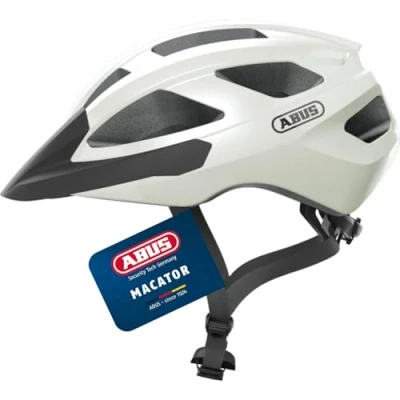 Abbildung von ABUS Rennradhelm Macator sportiver Fahrradhelm für Einsteiger auch Zopfträger/ innen Damen und Herren Weiß Glänzend, Größe M