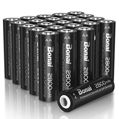 Abbildung von BONAI Akku AA 2800mAh 24 Stück Wiederaufladbare Batterien hohe Kapazität 1,2V Mignon Accu NI MH Aufladbare Akkubatterien HR6 Rechargeable Battery geringe Selbstentladung