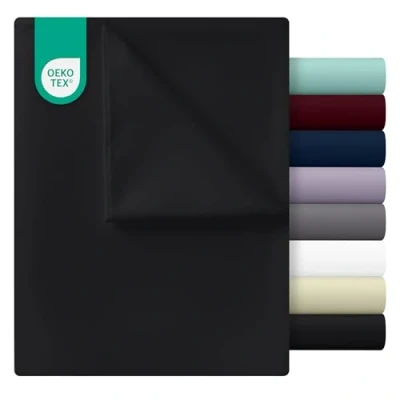 Abbildung von Utopia Bedding Bettlaken ohne Gummizug Betttuch 270 x 290 cm Laken für Bett 180 200 Flaches Blatt weiche gebürstete Mikrofaser Schwarz