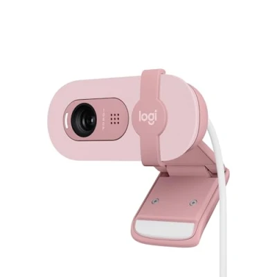 Abbildung von Logitech Brio 100 Full HD Webcam für Meetings und Streaming, Auto Lichtausgleich, integriertes Mikrofon, Abdeckblende, USB A, Microsoft Teams, Google Meet, Zoom mehr Rosa
