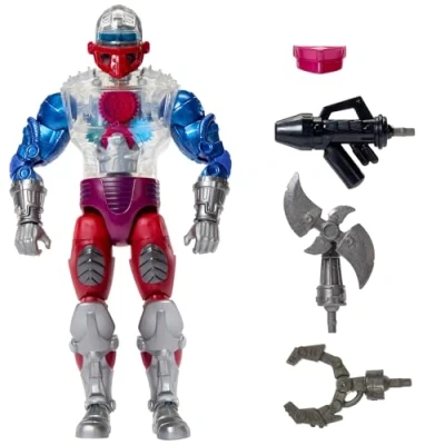 Abbildung von Masters of the Universe Masterverse Actionfigur ca. 18 cm, New Eternia Roboto, MOTU Spielzeugheld mit durchsichtigem Mechanik Oberkörper, 30 Bewegungspunkte, JBP78