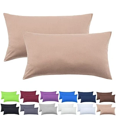 Abbildung von NatureMark 2er Pack Jersey Kissenbezug Kissenhülle Kissenbezüge Seitenschläferkissen Nackenkissen viele Größen und Farben ÖKO TEX (40 x 60 cm (Nackenkissen geeignet), Sand/Beige)