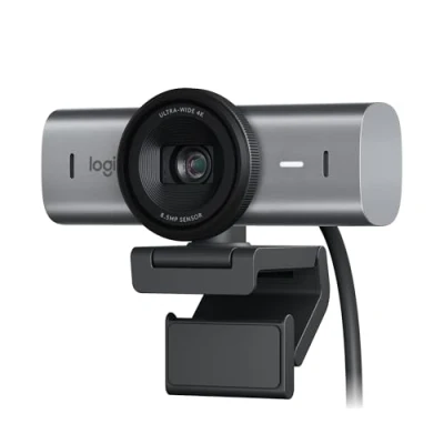 Abbildung von Logitech MX Brio Ultra HD 4K Collaboration and Streaming Webcam, 1080p at 60 FPS, Dual Noise Reducing Mics, Show Mode, USB C, Webcam Cover, Works with Microsoft Teams, Zoom, Google Meet, Graphit