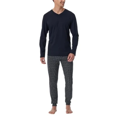 Abbildung von Schiesser Herren Schlafanzug Lang mit Bündchen Nightwear Set Pyjamaset, Nachtblau_181922, 54