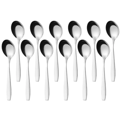 Abbildung von GRÄWE Kaffeelöffel, 12er Set, Teelöffel, Edelstahl, Dessertlöffel, moderner Mokkalöffel, Zuckerlöffel, kleiner Löffel, hochglanzpoliert, spülmaschinengeeignet, Serie Königstein
