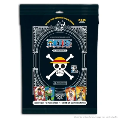 Abbildung von Panini One Piece Trading Cards 25. Geburtstag Starter Pack (1 Ordner + 2 Hüllen mit 8 Stück, 1 Karte limitierte Auflage), 004897SPAFGD