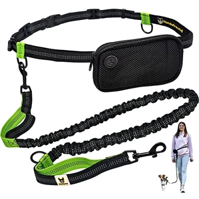 Abbildung von Joggingleine für kleine Hunde bis 15 kg Elastische Reflektierende Hundeleine von 110 160 cm dehnbar Freihandleine mit Bauchgurt zum Joggen Laufen Radfahren Wandern
