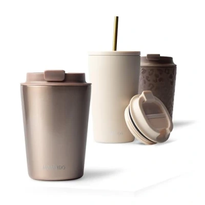 Abbildung von MAMEIDO Thermobecher 350ml, 470ml &amp; 700ml dichter Kaffeebecher to go aus Edelstahl doppelwandig isoliert, auslaufsicher Coffee Becher warmhaltend (Rosé Quartz, 0,35l)