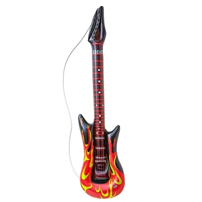 Abbildung von W WIDMANN MILANO Party Fashion 04815 Aufblasbare Rockstargitarre mit Flammen, Länge circa 105 cm, Instrument, Luftgitarre, Mottoparty, Karneval