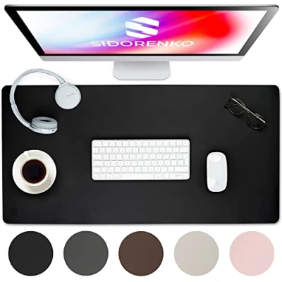 Abbildung von Sidorenko Schreibtischunterlage Mousepad 80x40cm Büro Zubehör Desk Mat in Schwarz aus PU Leder, rutschfeste Kinder, Schreibtisch Deko, Unterlage und Tischunterlage