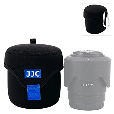 Abbildung von JJC Mirrorless Lens Pouch Tasche Schutzhülle für Canon Fuji Olympus Nikon Sony Objektive, Weiches Neopren, Wasserabweisend, Travel Carry Kamera Objektivhülle mit Karabiner (Innengröße 3,1 x 3,1&quot;)