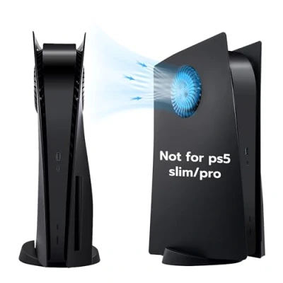 Abbildung von Mcbazel Playstation 5 Konsole Faceplate Cover mit Kühlöffnungen Ersatz Frontplatten für Disc Edition Anti Scratch staubdicht Platten schwarz(Nicht PS5 Slim)
