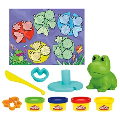 Abbildung von Play Doh Farbi, der Frosch, 4 Dosen mit je 28 Gramm, Vorschulspielzeug Ausstechern, zum Sortieren und Zuordnen Lernen ab 3 Jahren, tolles Geschenk für Kinder