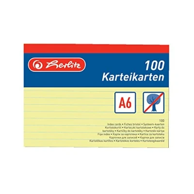 Abbildung von herlitz Karteikarte A6, liniert, gelb, 100 Stück