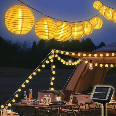 Abbildung von SALCAR Solar Lichterkette Lampion Außen, 5m 20 LED Camping Lampions Außen Wetterfest, 8 Modi Laternen für Garten, Balkon,Hof, Fest Deko, Warmweiß