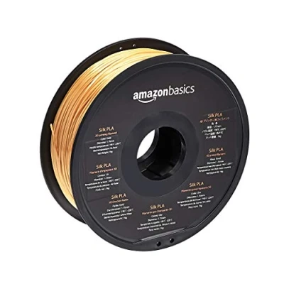 Abbildung von Amazon Basics 3D Drucker Filament aus SILK PLA Kunststoff, 1.75 mm, 1 kg Spule, Goldfarben (Seideneffekt)