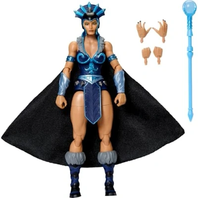 Abbildung von Masters of the Universe Masterverse Actionfigur ca. 18 cm groß, New Eternia Evil Lyn, MOTU Spielzeugschurkin, Zauberin, 30 Bewegungspunkte, Stab mit Kristallkugel, JBP77