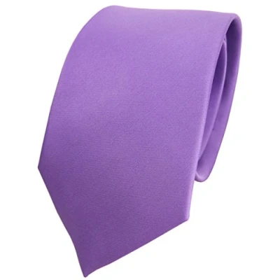 Abbildung von TigerTie Herren Krawatte Klassische 8 cm Satin in lila flieder einfarbigem Design, ideal für Geschäftstermine, festliche Anlässe und die Freizeit