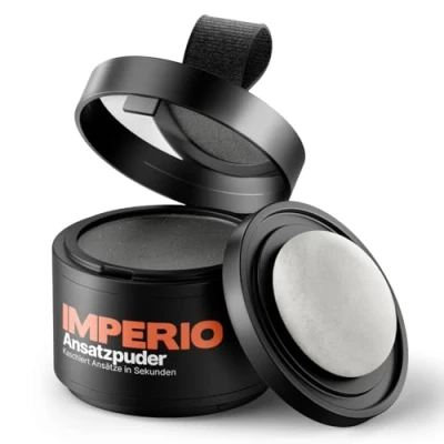 Abbildung von IMPERIO Ansatzpuder Haar Concealer zur Haarverdichtung für Frauen und Männer, wasserfestes Make up zum Ansatz kaschieren 4g (Dunkelgrau)