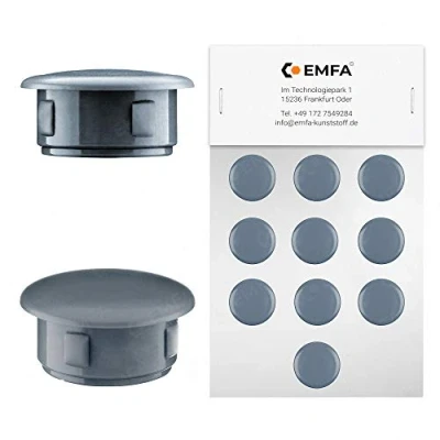 Abbildung von EMFA Abdeckstopfen für Bohrung Durchmesser 8 mm Anthrazit RAL 7016 Blindstopfen Abdeckkappen Endkappen Verschlusskappen 10 Stück Kopfdurchmesser 13 mm, Borloch 0,8 cm