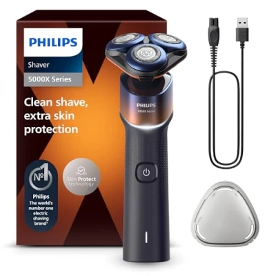 Abbildung von Philips Shaver Series 5000X, Elektrorasierer für Nass und Trockenrasur, Skin Protect Technologie, flexibler 360 Grad Scherkopf, Aufladen in 1 Std./5 Min Schnellladung (Modell X5012/00)