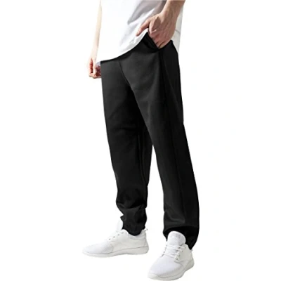 Abbildung von Urban Classics Herren Jogginghose Kordelzug Jogger Sporthose mit elastischem Bund Trainingshose Reißverschluss an, Schwarz, XXL