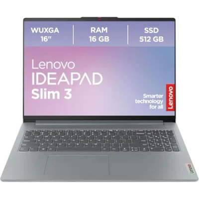 Abbildung von Lenovo IdeaPad Slim 3 Laptop 16&quot; Display AMD Ryzen 5 7430U 16GB RAM 512GB SSD Radeon Grafik Windows 11 Home QWERTZ grau Monate Premium Care