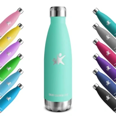 Abbildung von KollyKolla Thermosflasche, Trinkflasche Edelstahl 500ml, Kohlensäure Geeignet, BPA frei Isolierflasche, Auslaufsicher Thermoskanne, Wasserflasche für Fitness, Schule, Sport, Gym, Sprudel, Outdoor