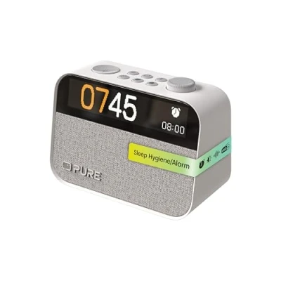 Abbildung von Pure Moment Radiowecker für Schlafzimmer &amp; Büro (DAB+/FM Digital Radio, Bluetooth, White Noise Geräusche Einschlafhilfe, Wake Up Light Lichtwecker, Nachtlicht, Alarm, dimmbares Display) Weiß
