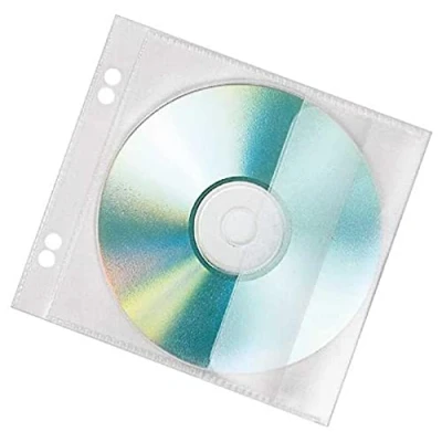 Abbildung von VELOFLEX 4366000 CD/DVD Hüllen zum Abheften für 1 CD, CD Aufbewahrung Schutzhüllen Boxen, 10er Packung