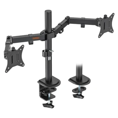 Abbildung von VonHaus Doppelte Monitor Halterung für 13 32 PCs, 2 Monitore mit Tischklemme, Anpassbare Höhe, Leicht Anzubringen, Kipp , Dreh und Schwenkarme, VESA 75x75 &amp; 100x100 mm Arm