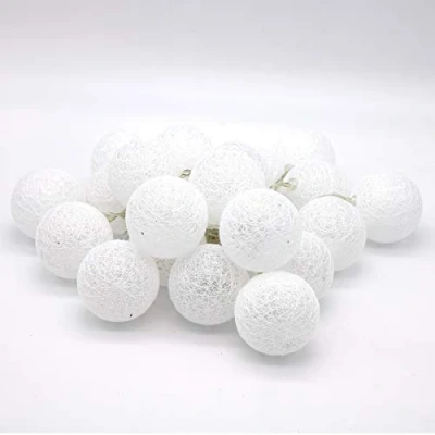 Abbildung von Tronje 20 LED Baumwollkugeln 6cm 3,8m Kugel Lichterkette 4h Timer batteriebetrieben Lichterkugeln Warm Weiß