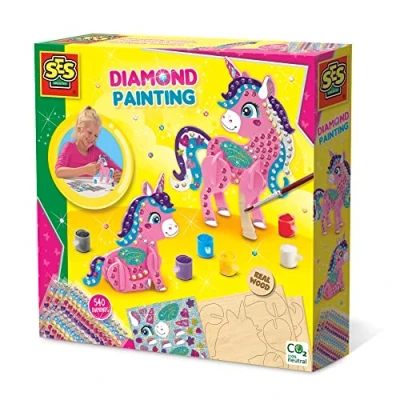 Abbildung von SES Creative 14134 3D einhörner Diamond Painting Einhörner, Blau,Gelb,Lila,Schwarz, Mittel