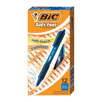 Abbildung von BIC Kugelschreiber Set Soft Feel Grip, 1,0 mm Kugeldurchmesser für medium Strichstärke 0,4 mm, Blau, 12er Pack
