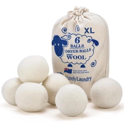Abbildung von HANDY LAUNDRY Sheep Wool Dryer Balls Pack of 6 Premium 100% Natural XL Fabric Softener Reusable, Saves Drying Time