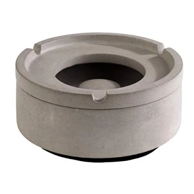 Abbildung von APS Wind Aschenbecher „Element“ Premium aus Beton 3 Rillen für die Zigarettenablage Ascher mit möbelschonender Unterseite 10,5 x 5cm, Grau