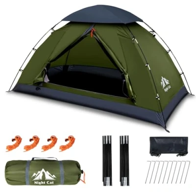 Abbildung von Night Cat Zelt für 2 Personen Camping: Wasserdicht Rucksackzelte Mann Einfache Einrichtung Leichtgewichtig Wanderungen im Hinterhof
