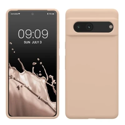 Abbildung von kwmobile Hülle kompatibel mit Google Pixel 7 Silikon Handy Case Handyhülle weiche Oberfläche kabelloses Laden Pastell Pfirsich