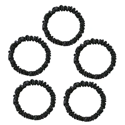 Abbildung von Townssilk Silk Skinnie Haargummis, 100% reine Maulbeerseide, 22 Momme, Haarfreundlich, luxuri?s, elastisch, 5 schwarz