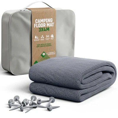 Abbildung von GardenGloss Vorzeltteppich 300x400 Camping Teppich Outdoor Wetterfest Campingteppich, Zeltteppich inkl. 12 Befestigungsnägel und Tragetasche