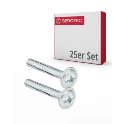 Abbildung von Gedotec Möbelschrauben M4 Stahl verzinkt H10644 25 Stück Griffschrauben für Möbelgriffe Möbelverbinder x 55 mm Gewindeschrauben Möbelgriffschrauben Verbindungsschrauben Schränke