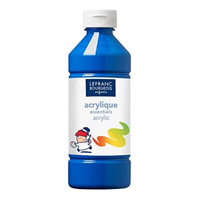 Abbildung von Lefranc &amp; Bourgeois 188531 Value Kinder Acrylfarbe, auf Wasserbasis, mit Glanzeffekt, seidenglänzender Finish, deckend, Dosieröffnung, 500ml Flasche, primärblau