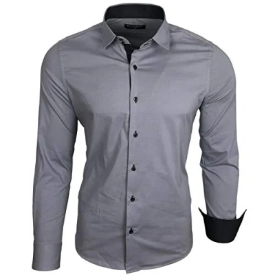 Abbildung von Baxboy Herren Hemd Langarm/Business Freizeit Hochzeit/Bügelleicht/Slim Fit/Anzug Kentkragen B 500, Farbe:Lila, Größen:L