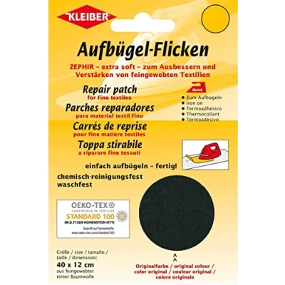 Abbildung von Kleiber + Co.GmbH Aufbügel Flicken Zephir, schwarz, ca. 40 cm x 12