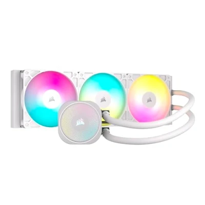 Abbildung von CORSAIR Nautilus 360 RS ARGB CPU Flüssigkeitskühler 360mm AIO Geräuscharm Direkter Mainboard Anschluss Intel LGA 1851/1700, AMD AM5/AM4 3X RS120 Ventilatoren Inbegriffen Weiß