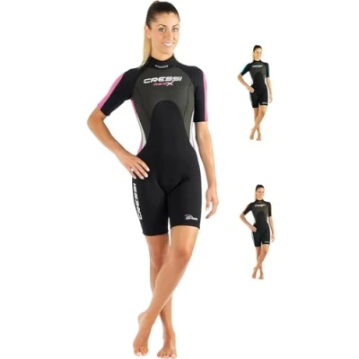 Abbildung von Cressi Damen Med X Lady Shorty Neoprenanzug, Schwarz/Rosa/Silber, M/3