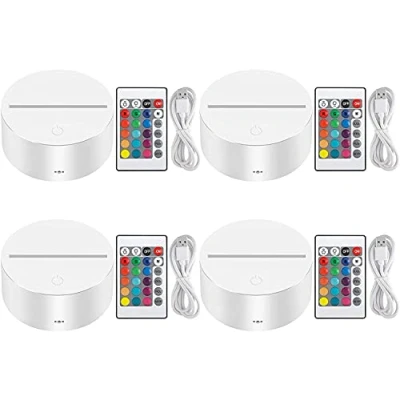 Abbildung von Thlevel 3D LED Nachtlicht mit Fernbedienung USB Kabel Illusion Lampe 16 Farben Dekoration Lichter Dimmbar für Schlafzimmer Kinderzimmer Wohnzimmer Bar Shop Café (4 Stück Weiß)